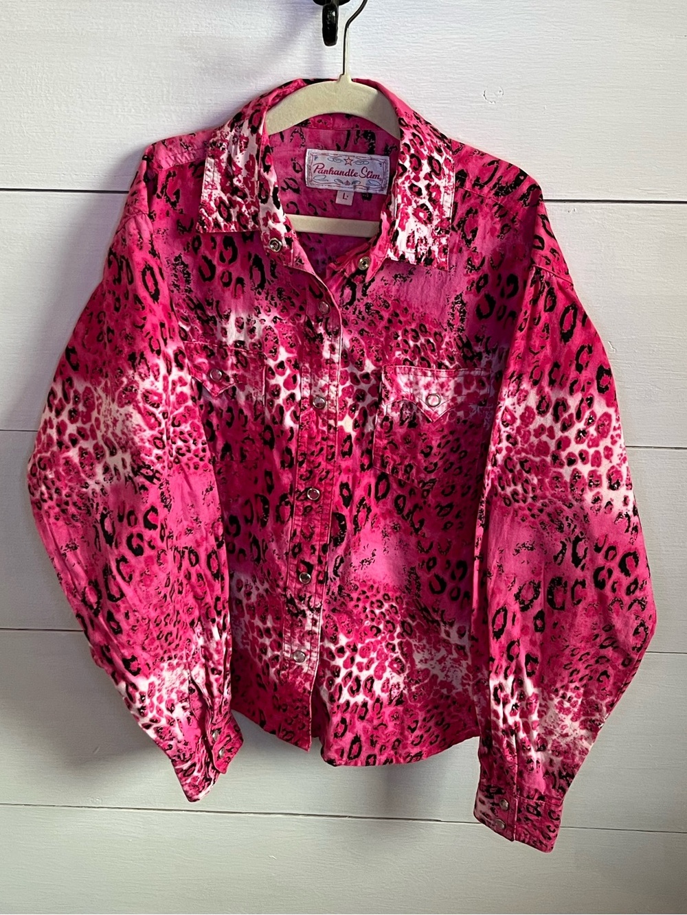 Panhandle Slim Hot Pink Leopard Print Western Shirt
